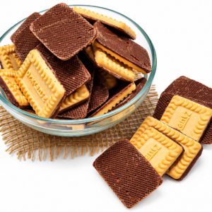 Biscuiți cu aromă de vanilie, glazurați cu ciocolata